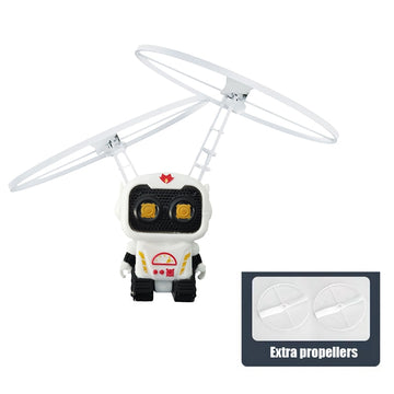 Flying Robot Astronaut. High-Tech Interactive Hand-Controlled Drone With Dual Wings with Lights
